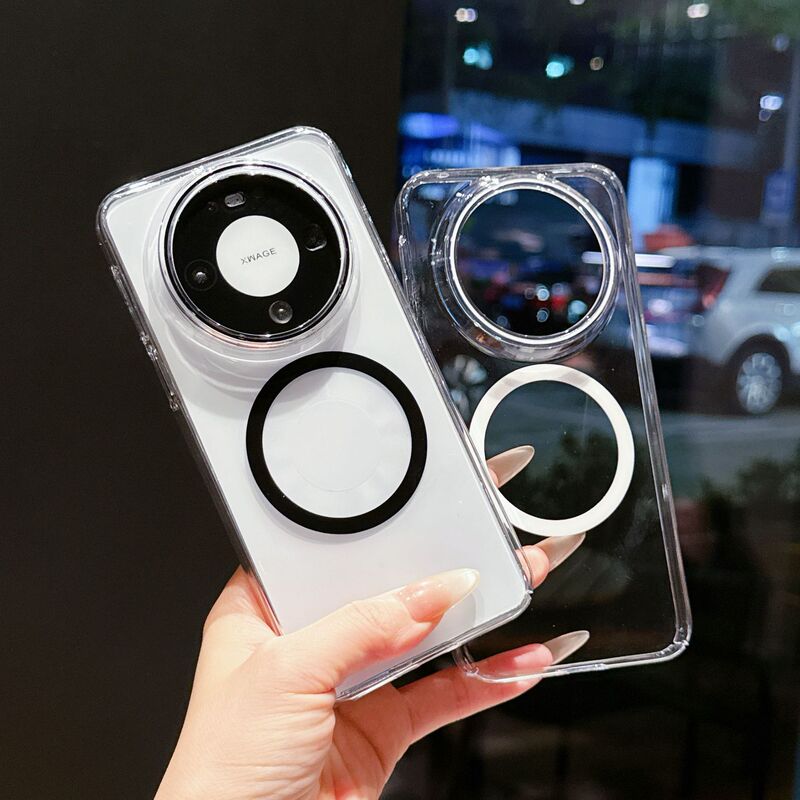 Suitable for Huawei Mate80Promax Ice-Transparent Magnetic Phone Case Pura90 High-Transparency C-Shaped Ultra-Thin Pc Protective Case