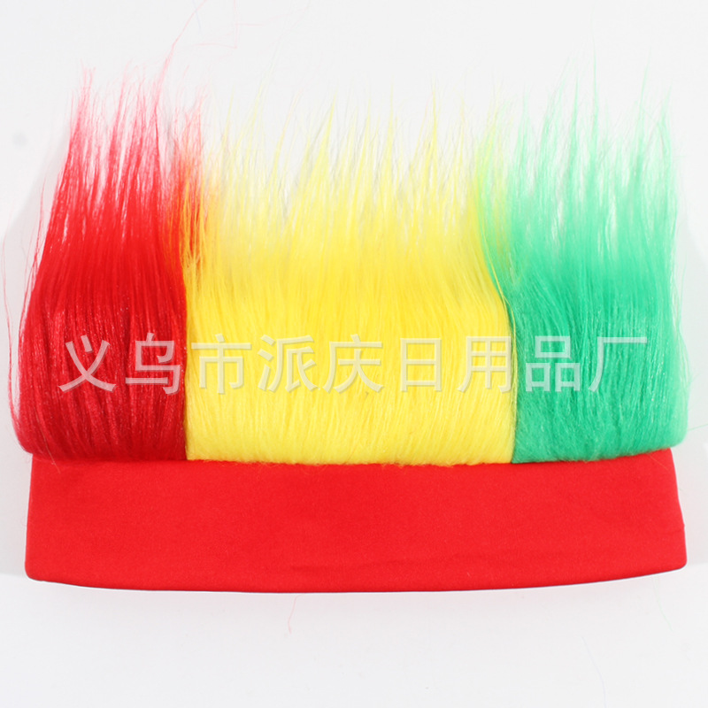 Transfronterizos para fanáticos de colores pelucas apoyos de la Copa del Mundo para adultos fuente especial fabricantes en stock al por mayor