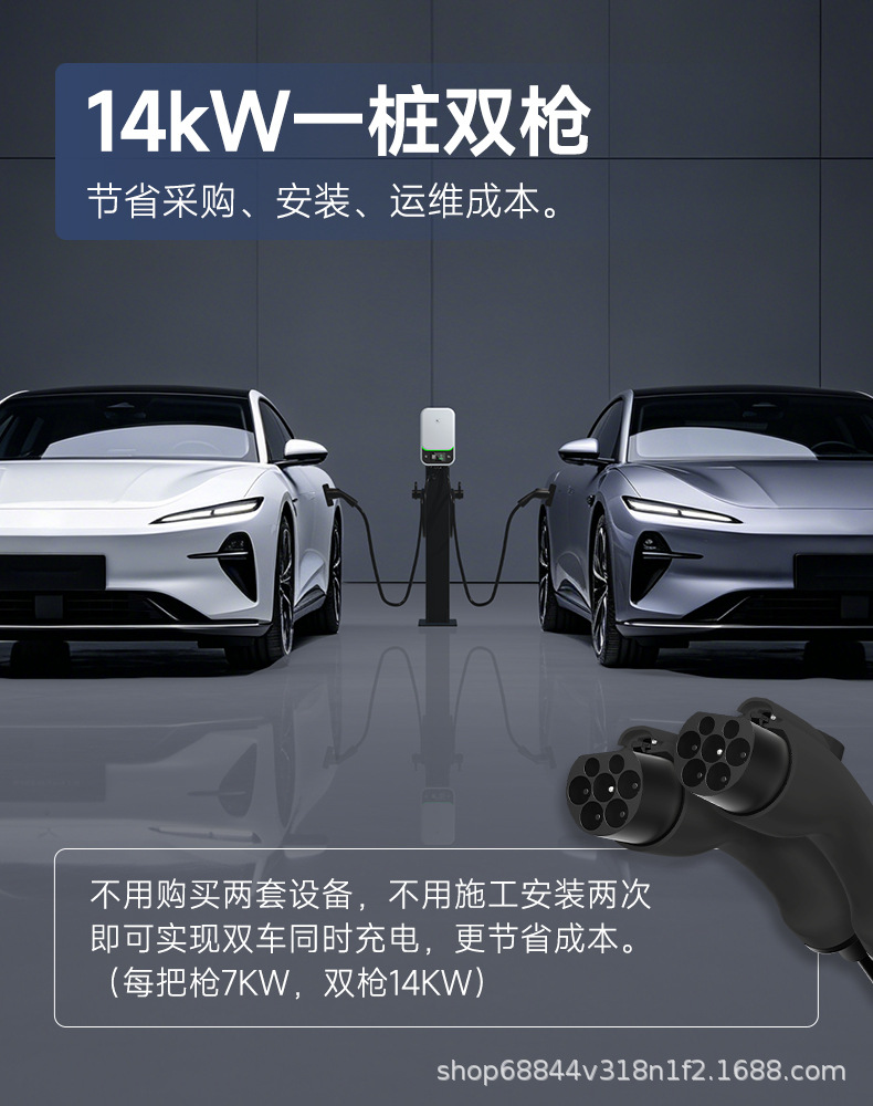 Laichong Commercial Dual-Gun 7Kw New Energy Electric Vehicle Charging Station for Factories and Hotels, 7Kw Charging with Qr Code and Card Swiping