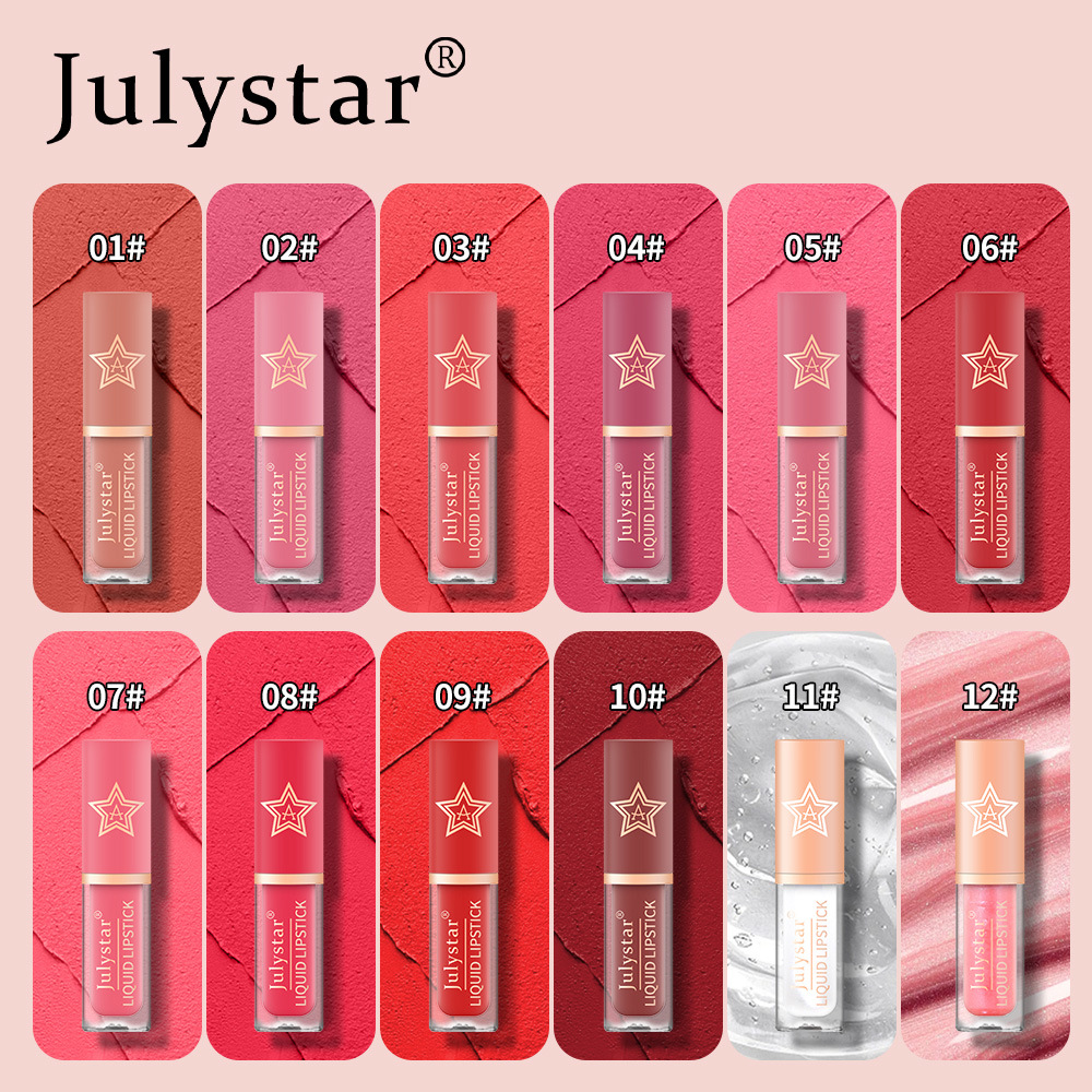 Smalto per labbra a forma di stella opaca tridimensionale naturale per trucco, tazza idratante, a lunga durata, sbiadita e non macchiante_voghion.com