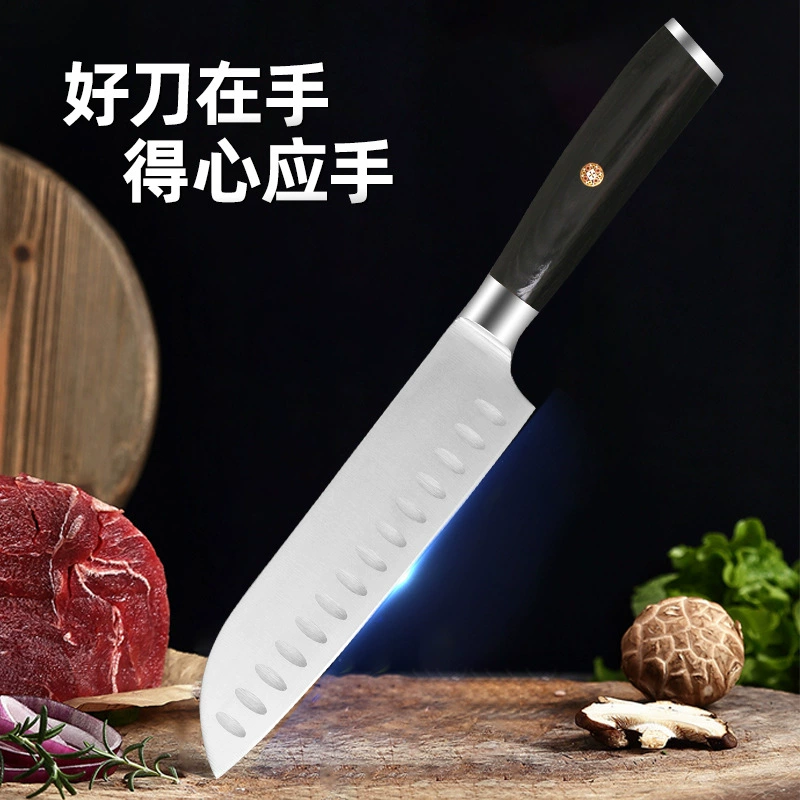 Прямая трансляция горячие продажи оптовые кухонные ножи из нержавеющей стали японский кухонный нож острый шеф-нож Сантоу нож