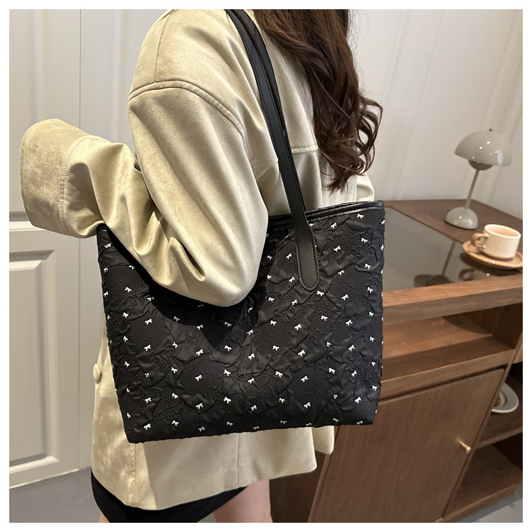 Borsa a spalla da donna stile coreano con fiocco per l'inverno_voghion.com