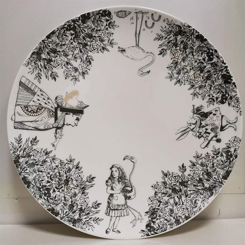 Victoria Museum Souvenir Hand-painted Illustration Alice in Wonderland Ceramic Plate Breakfast Plate