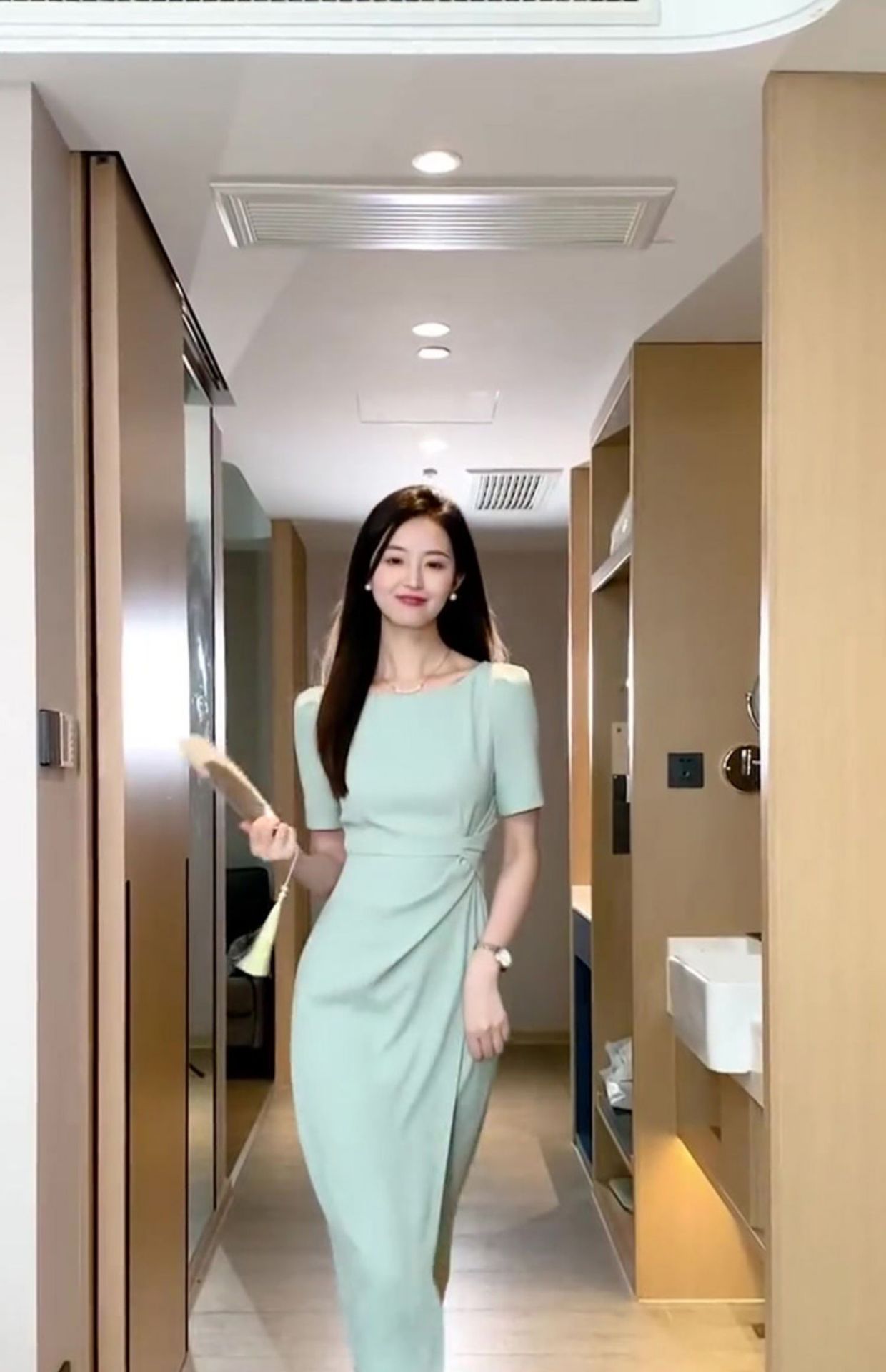 Váy maxi nữ thắt eo phong cách Pháp xanh dương mùa hè FL231435 — Màu xanh nước chi tiết 3