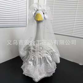 新娘鹅裙带面纱的门廊鹅婚纱鹅雕像的门廊鹅服装