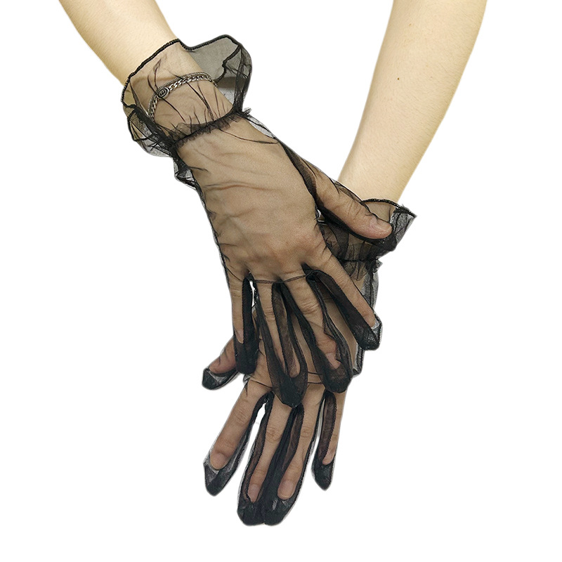 Mujeres guantes de malla de tulle guantes de boda guantes cortos de baile guantes de fiesta