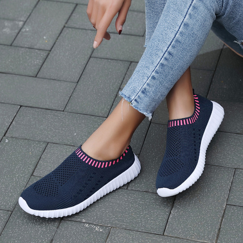 2025 Spring Plus Size Casual Sports Shoes for Women, Western Round Head Flat Knit Mesh Casual Single Shoes