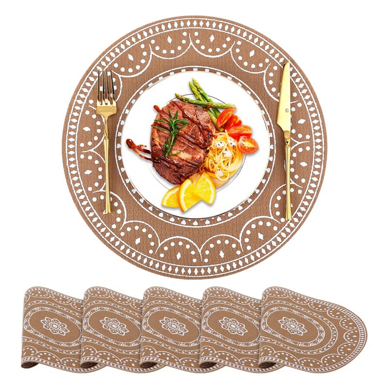 Bohemio PVC mantel serigrafía placa estera montaña occidental comida aislamiento estera lavable Teslin estera de mesa