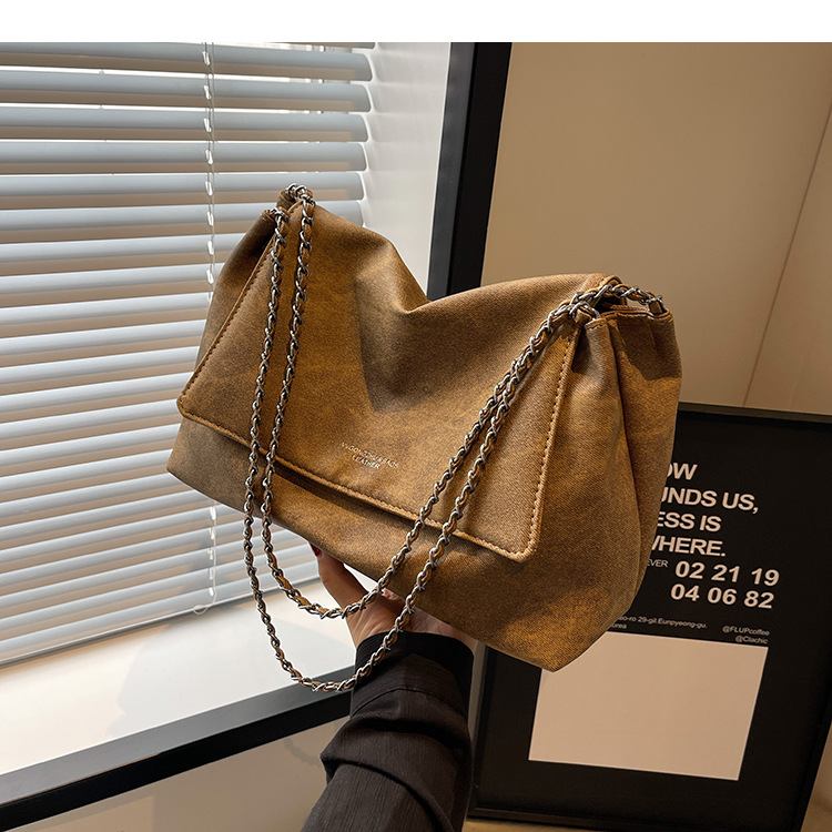 Autumn and winter retro large-capacity denim bag for women 2024 new style versatile chain shoulder bag casual large bag_voghion.com