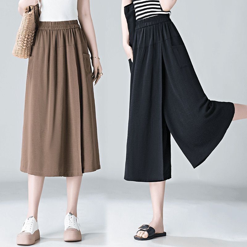Spring and Summer New Large Size Culottes High Waist Slit Lazy Style Casual Stylish Culottes for Women Oversize Loose and Slimming Look Spring and Summer New Large Size Culottes High Waist Slit Lazy Style Casual Stylish Culottes for Women Oversize Loose and Slimming Look