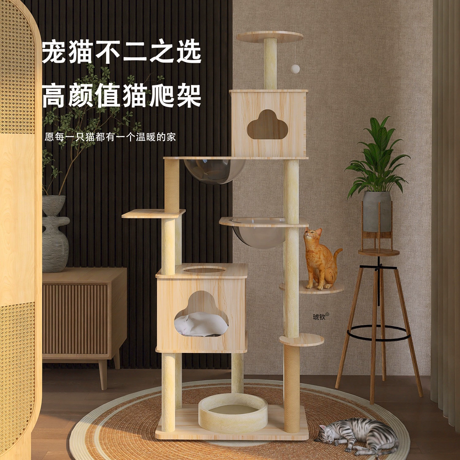 Большой универсальный трехслойный простой кошачий домик для котят, утолщенный и устойчивый, с жевательным пеньковым канатом, производитель кошачьих лазалок