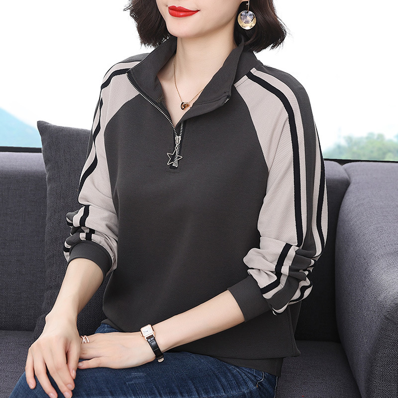 Spring and Autumn plus size lapel coat casual top fashionable western style 2023 new middle-aged mom thin women's sweater