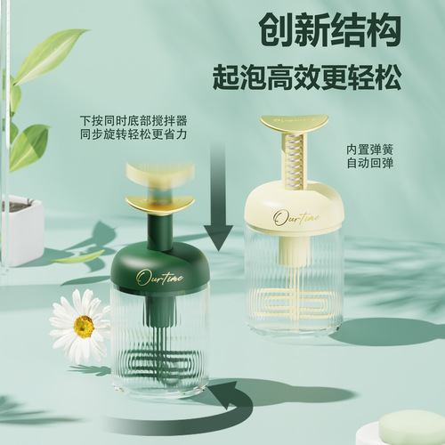 Independently designed light luxury rotating bubbler bubble facial cleanser shampoo manual press bubbler bubble bottle