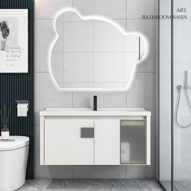 Celebridad de Internet oso inteligente espejo lavabo combinación gabinete Simple caqui aleación de aluminio gabinete de baño gabinete de almacenamiento a prueba de agua