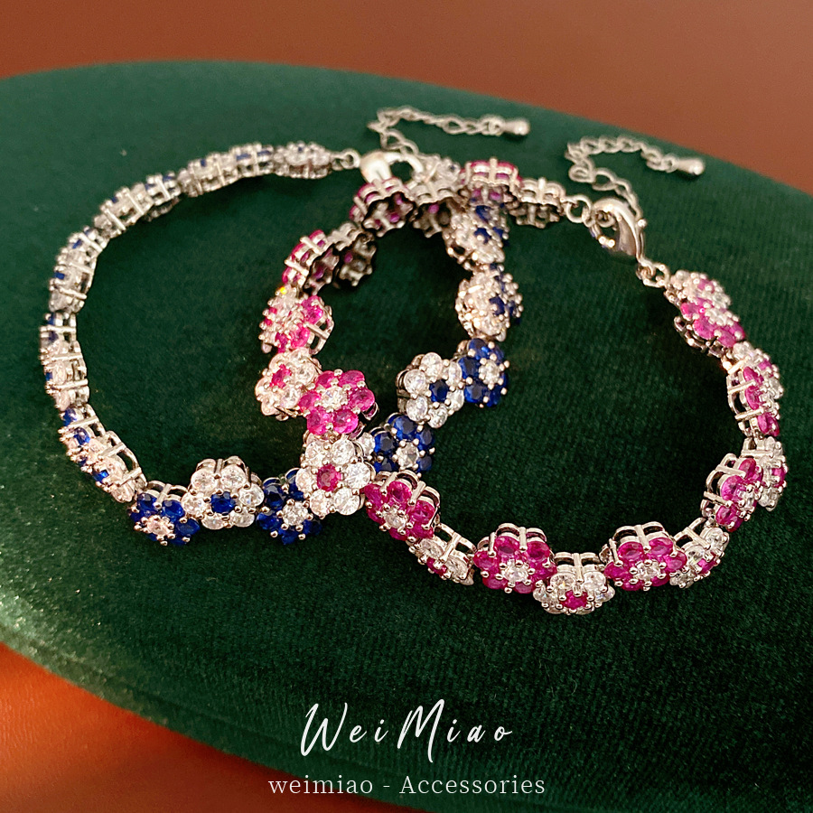 Medieval vintage pulsera de flores de piedra de silicio ligera pulsera de nicho de lujo alta sensación de temperamento exquisito joyas al por mayor