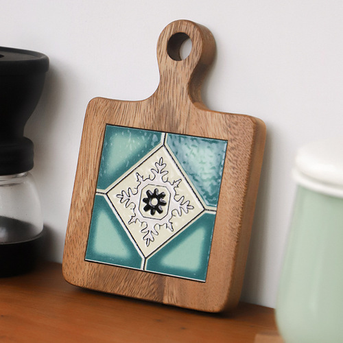 Acacia wood tile pot mats, wooden anti-scalding plate mats, solid wood dining table insulation mats, dining table mats, acacia wood mats