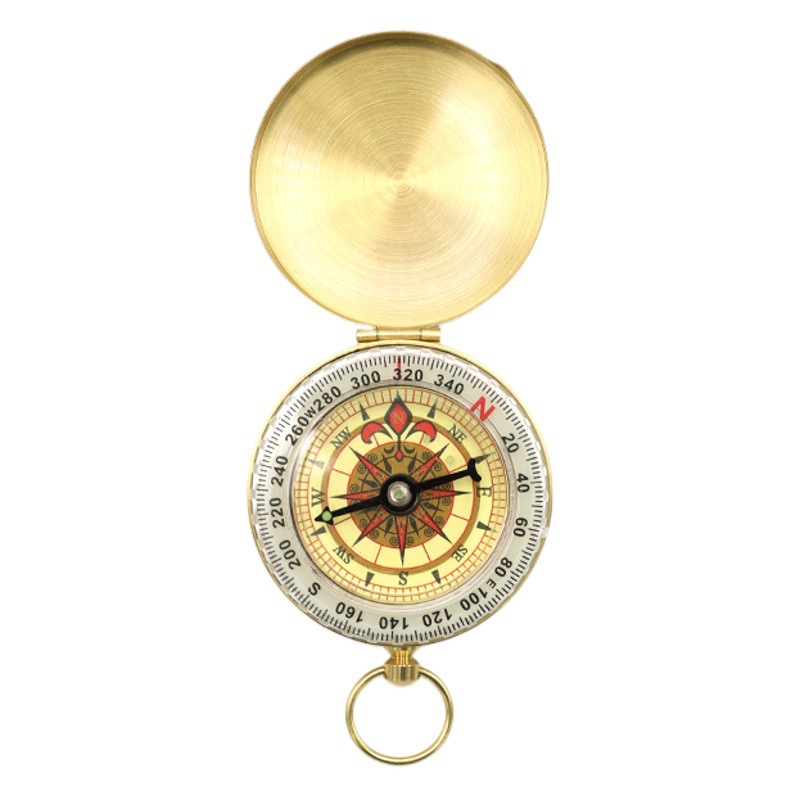 Puntero de latón G50 reloj de bolsillo retro Flip brújula al aire libre montañismo multifuncional luminoso con tapa