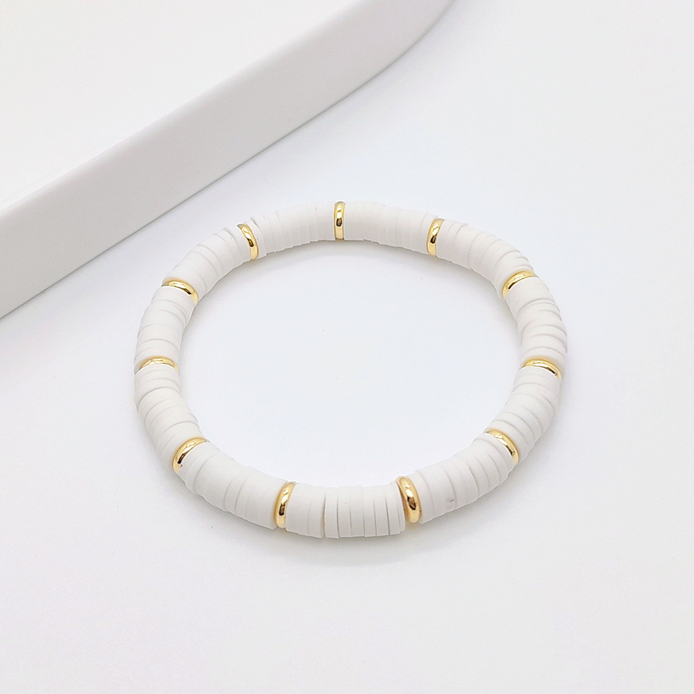 Women's Gender Knitting, Plating Design Ig Style Round Solid Color 18k Gold Plated Soft Clay Copper Wholesale Bracelets