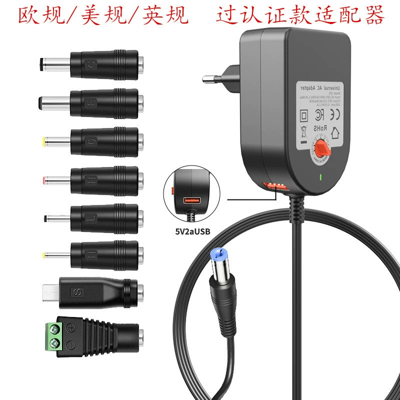 Регулируемый источник питания 3-12 В, 36 Вт, импульсный источник питания европейского стандарта, мониторинг планшета, многофункциональный адаптер питания, сертифицированная модель