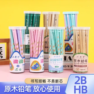 工厂批发洞洞笔三角杆2B铅笔幼儿园小学生HB铅笔画三角木杆马卡龙