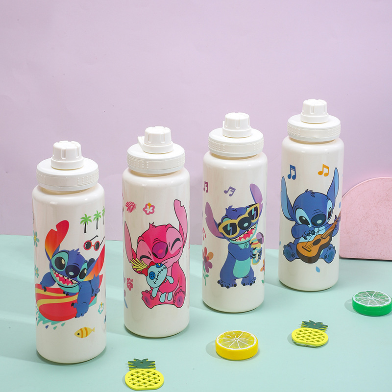 スターリー漫画プラスチックカップ、見栄えの良い、大容量、学生用ソリッドカラーの子供用ウォーターカップ、ハンドル付きポータブル大容量カップ|undefined