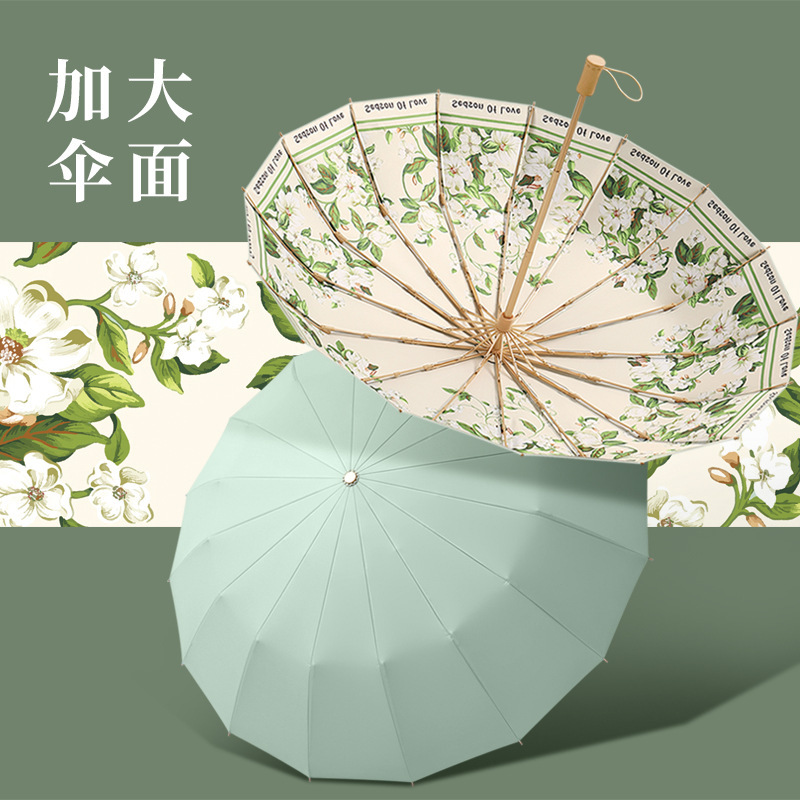 16-Rib Manual Printed Colorful Sunshade Umbrella, Chinese Style, for Women, Dual-Use for Sun and Rain, Wind-Resistant, Sturdy, Sun-Protection, Portable 16-Rib Manual Printed Colorful Sunshade Umbrella, Chinese Style, for Women, Dual-Use for Sun and Rain, Wind-Resistant, Sturdy, Sun-Protection, Portable