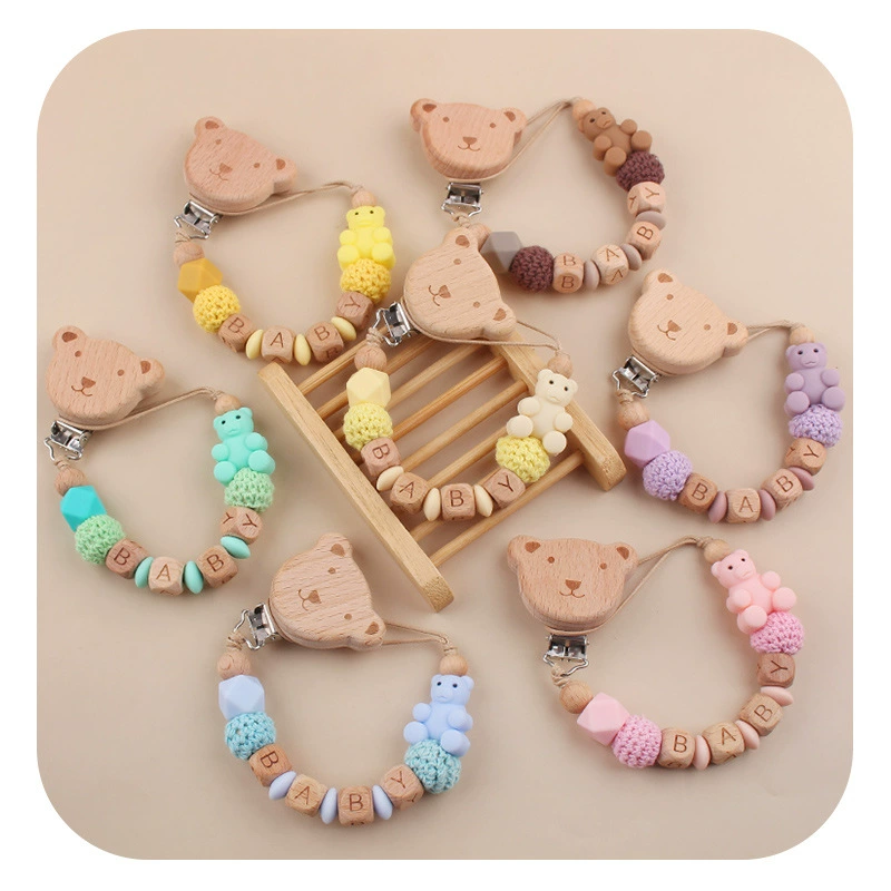 Новые товары для матери и ребенка бук маленький медвежонок зажим детка стискивая зубы игрушка мультфильм животное медведь соска цепочка