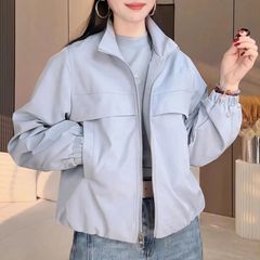 立领冲锋衣外套女2025春秋新款韩版休闲纯色减龄洋气百搭夹克上衣