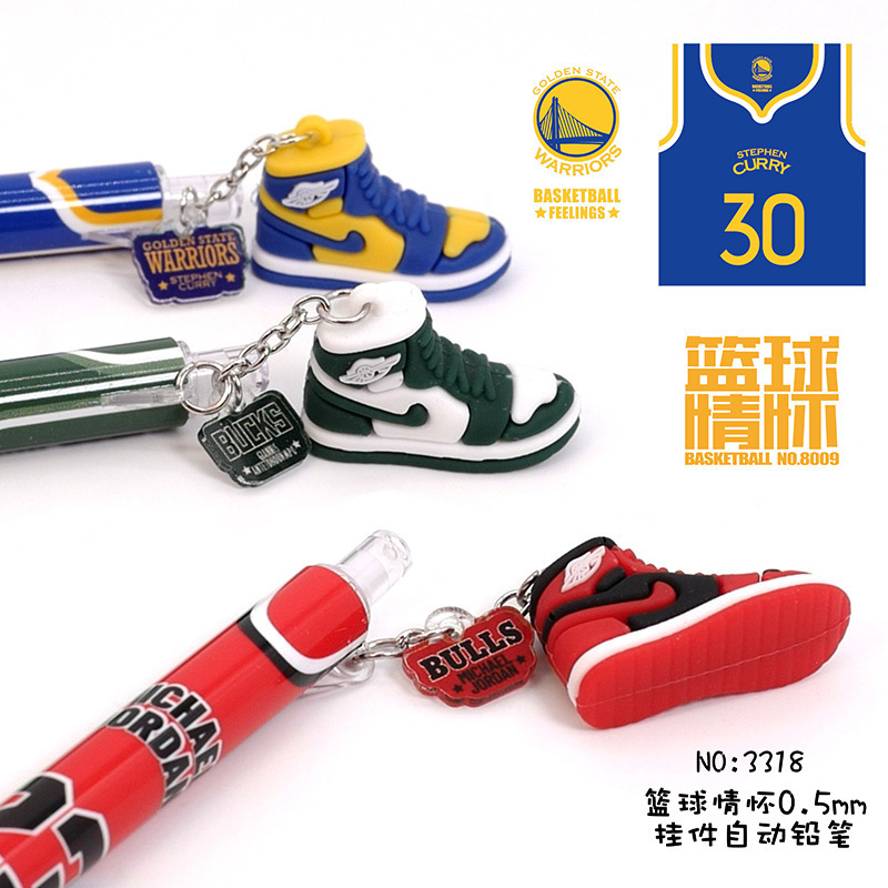 Tendencia creativa lápiz de la NBA escritura para niños colgante de alto valor actividad lápiz lápiz automático de escritura personalizado