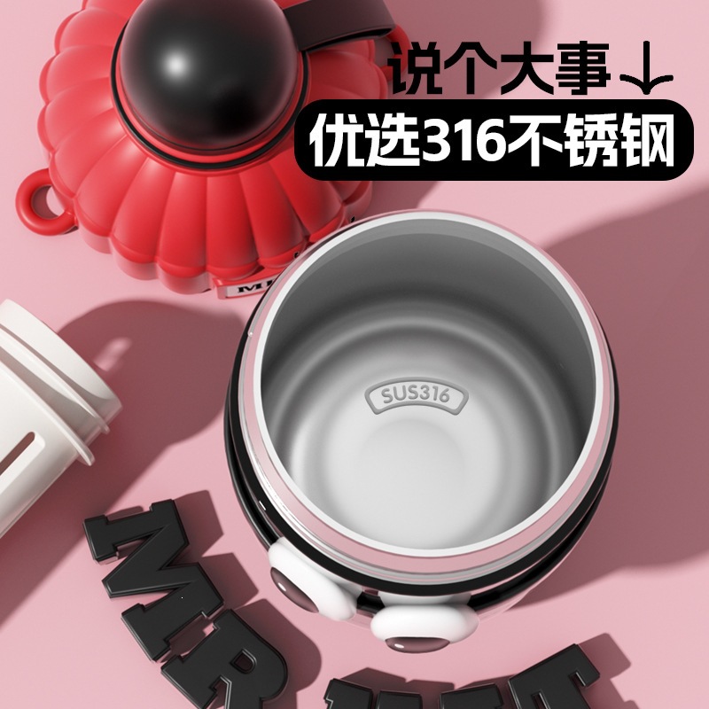 2024 taza de sombrero rojo de alto valor facial hermosa correa de viento de paja de acero inoxidable tamaño universal taza de agua para niños