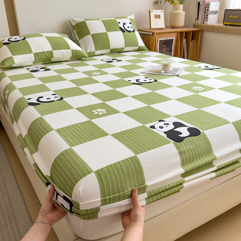 Funda de cama cepillada de algodón cubierta protectora de colchón de una sola pieza 2024 nueva funda de cama impresa para una sola persona para todas las estaciones