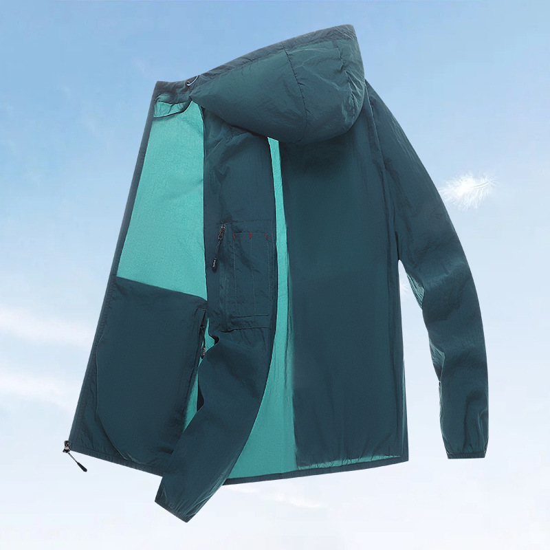 2025 新しい夏の薄いジャケットメンズスタンドカラールーズ氷感日焼け防止服メンズカジュアルアウトドアスポーツウインドブレーカー|undefined