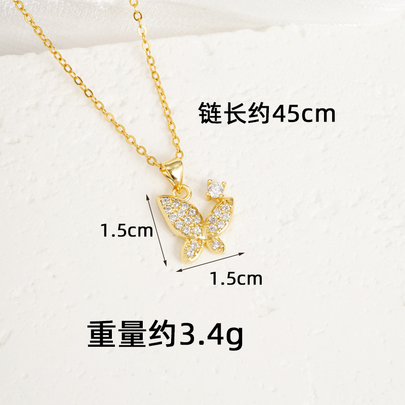 Collar de oro de arena antigua vietnamita, todo fósforo, sentido de alta calidad, incrustaciones de diamantes, pendientes de mariposa, lujo ligero femenino, joyería que no se desvanece durante mucho tiempo