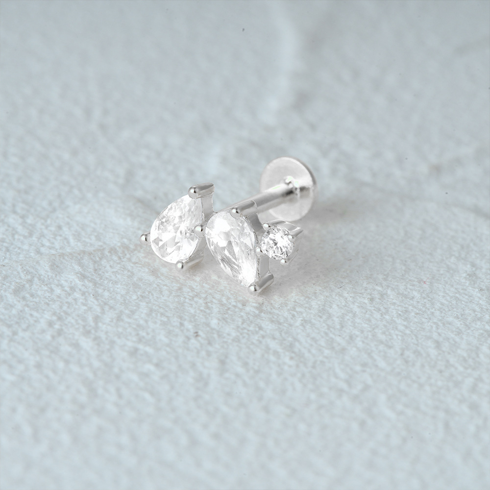 1 Pièce Style Simple Géométrique Placage Argent Sterling Zircon Boucles D'oreilles display picture 54