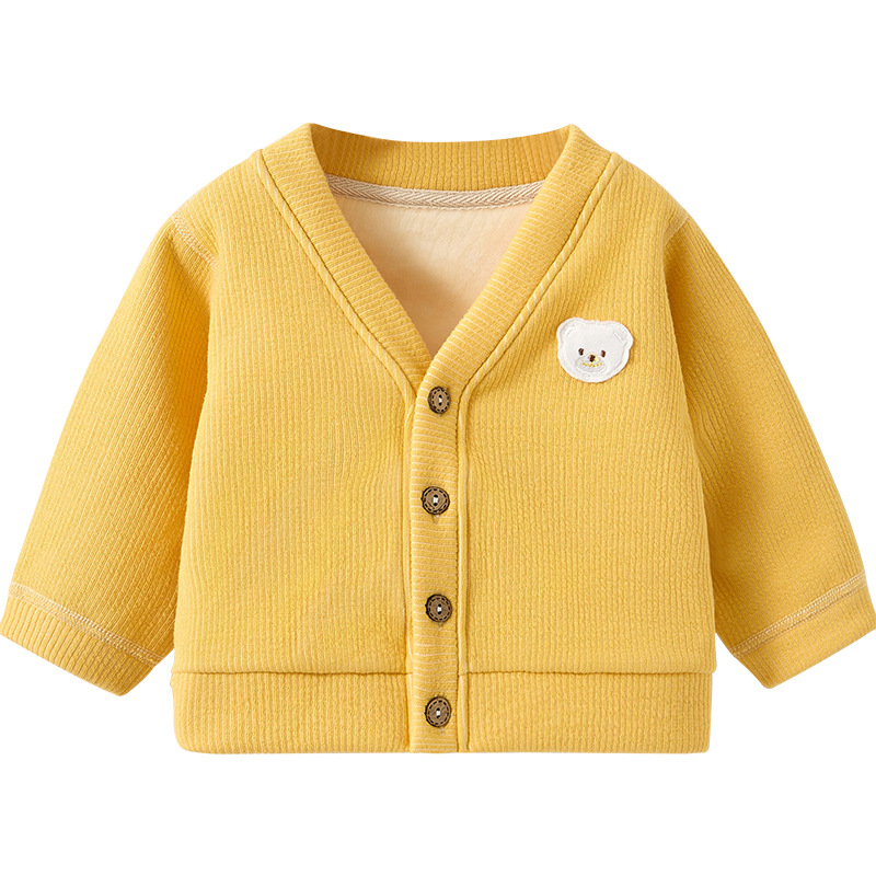 Capa de bebé otoño y invierno para niños con terciopelo caliente para niños de un año de edad para niñas con ropa de invierno gruesa para niños pequeños chaqueta de bebé