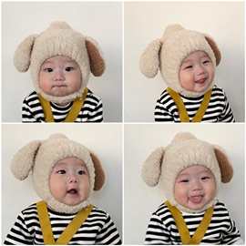宝宝帽子秋冬保暖婴幼儿兔子耳朵毛绒绒韩版护耳帽婴儿帽子可爱