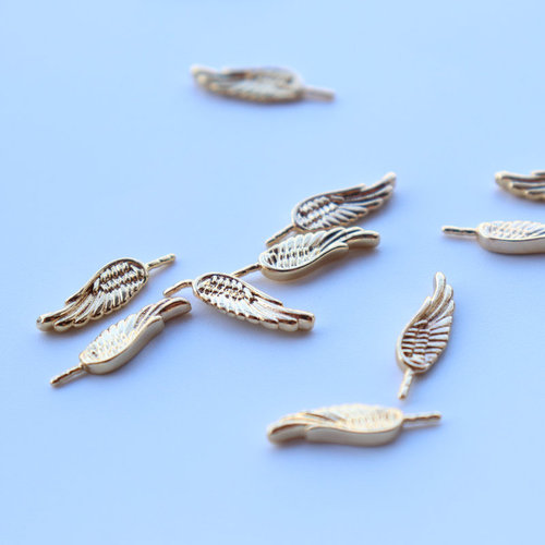 14k gold-plated genuine angel wing accessories cute hollow baroque pearl small ghost decoration DIY craft material