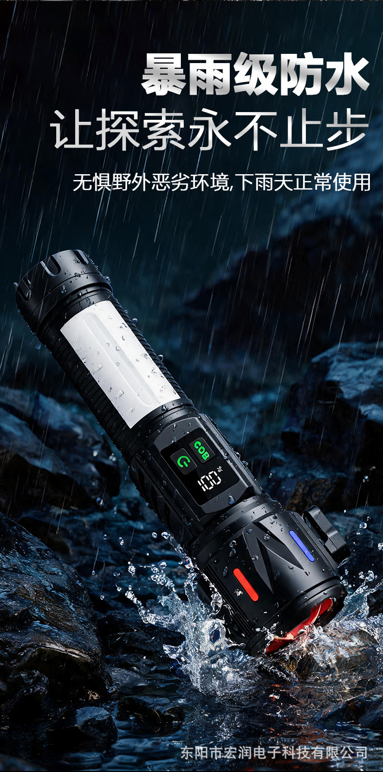 Cross-border high-brightness flashlight, outdoor long-range retractable portable flashlight, white laser rechargeable tactical flashlight for emergencies
