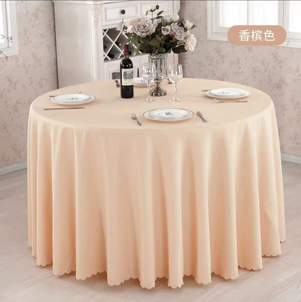 Large round table restaurant tablecloth hotel hotel banquet family can use round wedding European tablecloth table covers cross-border