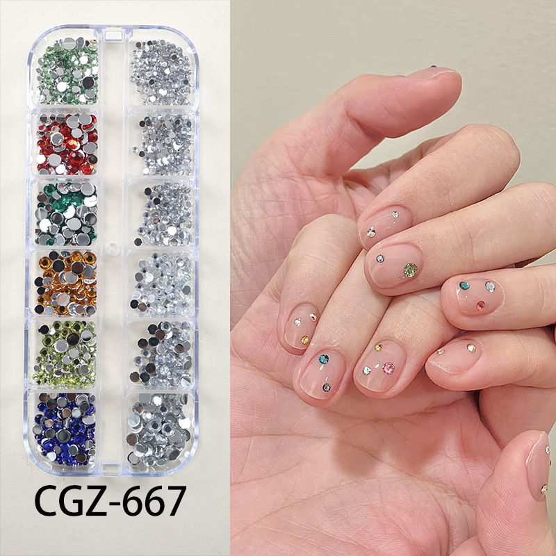 GZ-667 12그리드 라운드 플랫 바텀 다이아몬드 [6컬러 다이아몬드 + 화이트]