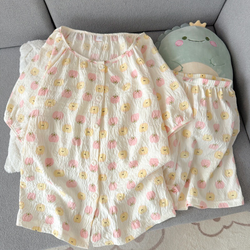 Summer Pajamas for Women, Short-Sleeved Shorts, Cartoon Set, Cloud Cotton Breathable Casual Set, Summer Women's Home Wear