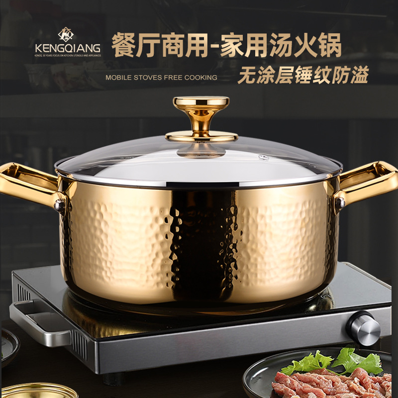 Songhang olla de sopa 316 olla de doble oreja de acero inoxidable olla pequeña olla caliente olla de fideos doméstica olla de inducción engrosada olla especial olla caliente