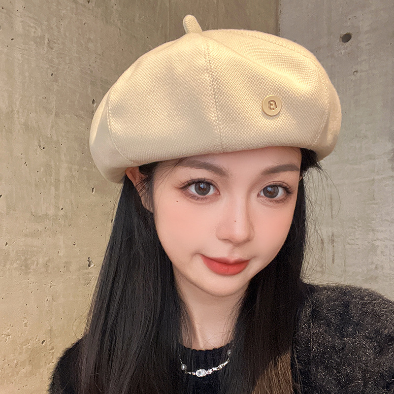 Beret Women's 2023 Spring and Autumn Season Big Headed Waist Bud Instagram Red Face Small Octagonal Painter Hat_voghion.com