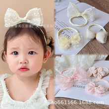 大弹力3件装 新生儿发带婴儿甜美蝴蝶结花朵头饰宝宝柔软舒适发饰