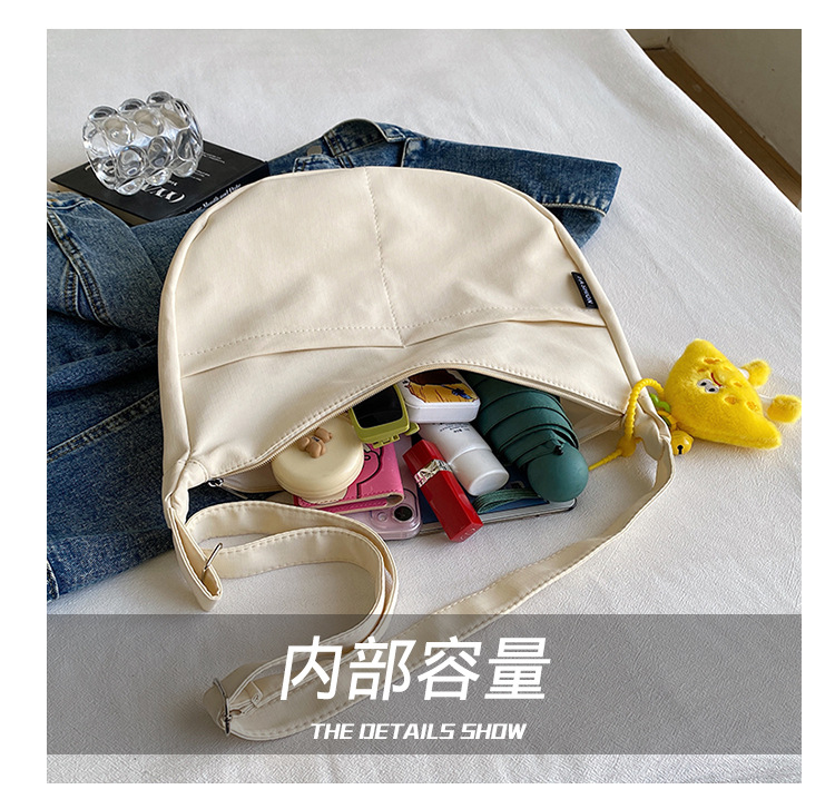 Simple solid-color canvas bag 2024 new style Japanese large-capacity single-shoulder dumpling bag, versatile for school and commuting crossbody bag undefined