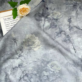 素灰玫影 天丝提花布料新中式国风汉服旗袍连衣裙面料手工diy面料