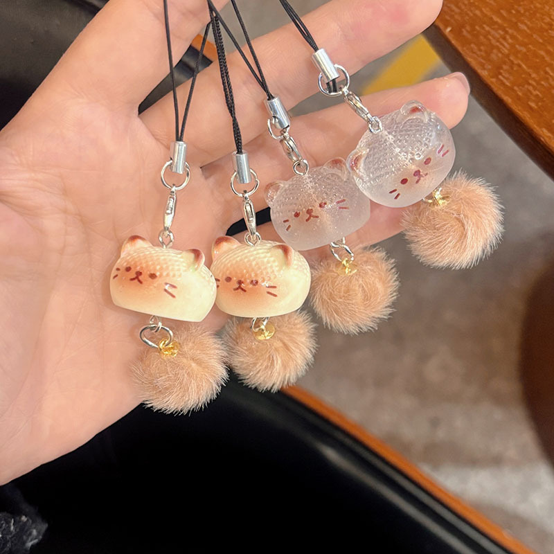 Mobile Phone Rope J82 Plush Cat Cartoon Pendant Mobile Phone Chain Keychain Student Schoolbag Hanging Couple's Best Friend