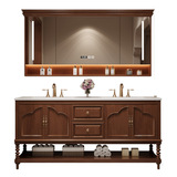 Умывальник в американском стиле Комбинация шкафчиков для ванной комнаты в китайском стиле в стиле ретро Раковина для ванной во французском стиле из шифера Встроенная двойная раковина горячего изгиба