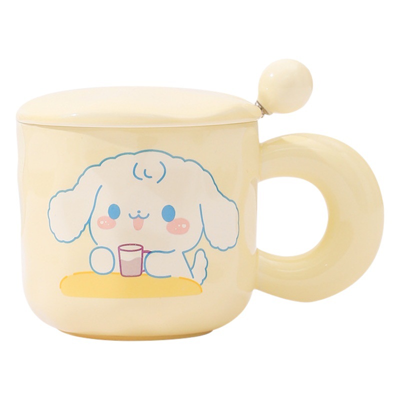 Taza de cerámica diversión desayuno taza Linda taza hogar taza de beber taza de oficina chica regalo con tapa cuchara