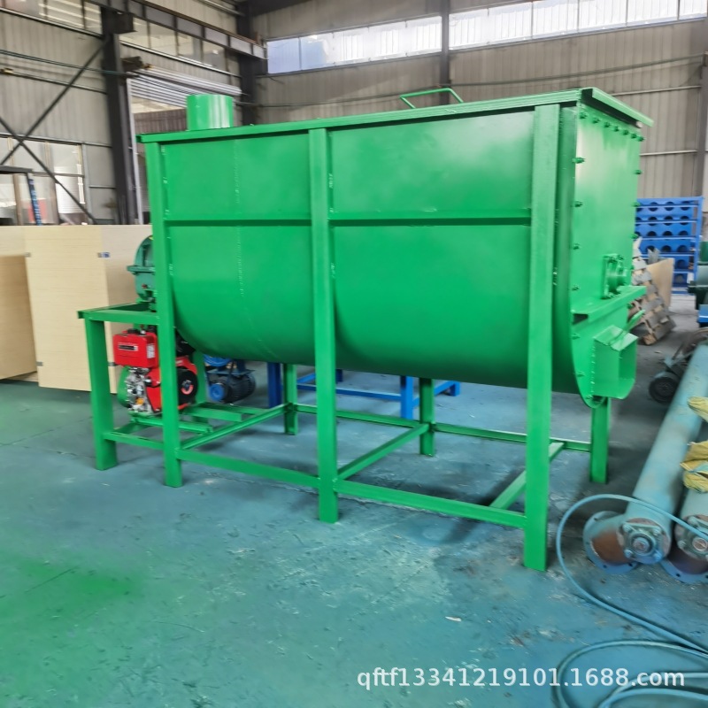 卧式饲料搅拌机食品牛羊草料混合机调料干粉螺带拌料机卧式搅拌桶